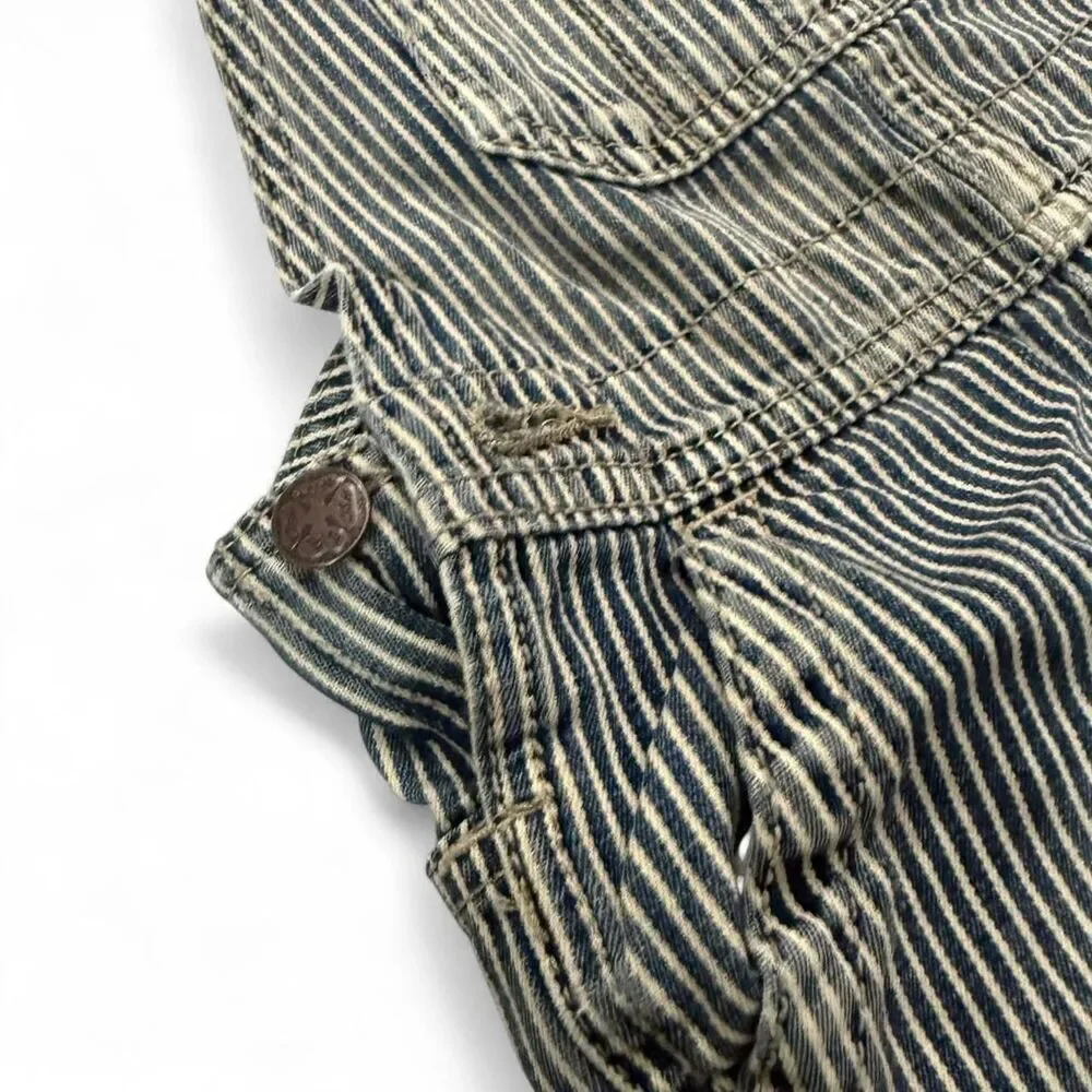 OshKosh B'gosh vintage railroad distressed striped denim overalls Size 24 months